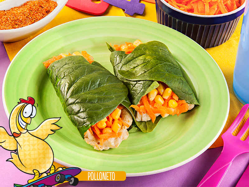 Foto de receta lonchicuates - Rollo de espinaca con pollo y verduras