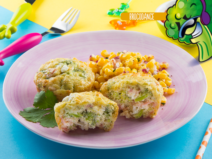Foto de receta lonchicuates - Muffin de brócoli con esquites picantes